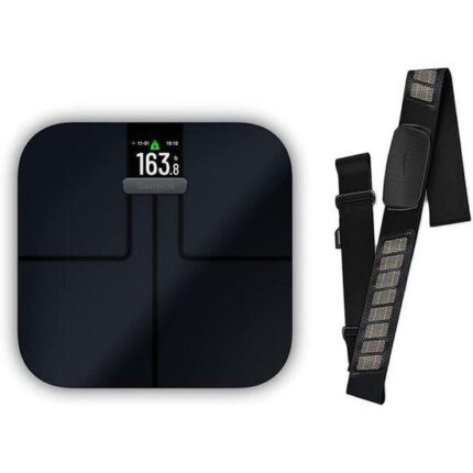 Garmin Index S2 avec écran couleur affichant les données corporelles
