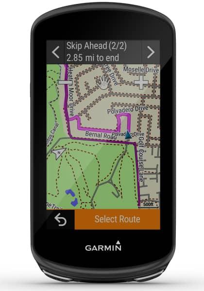 Garmin Edge 1030 Plus affichant une carte GPS détaillée