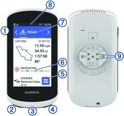 Garmin Edge Explore 2 installé sur le cintre d’un vélo route
