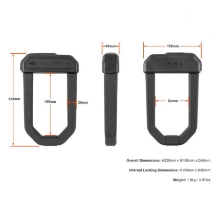 Antivol Hiplok D1000 noir en forme de U vu de face
