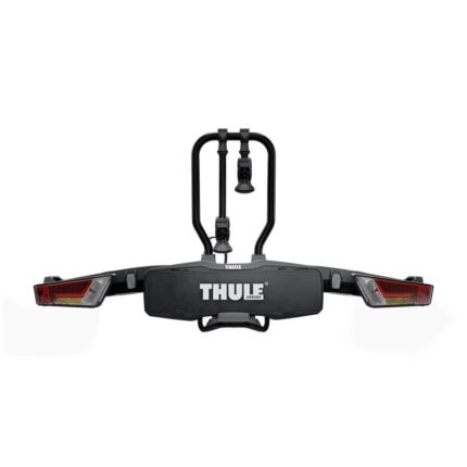 Thule EasyFold XT 2 installé sur attelage avec deux vélos