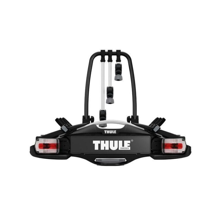 Vue arrière du Thule VeloCompact F avec système de fixation sécurisé